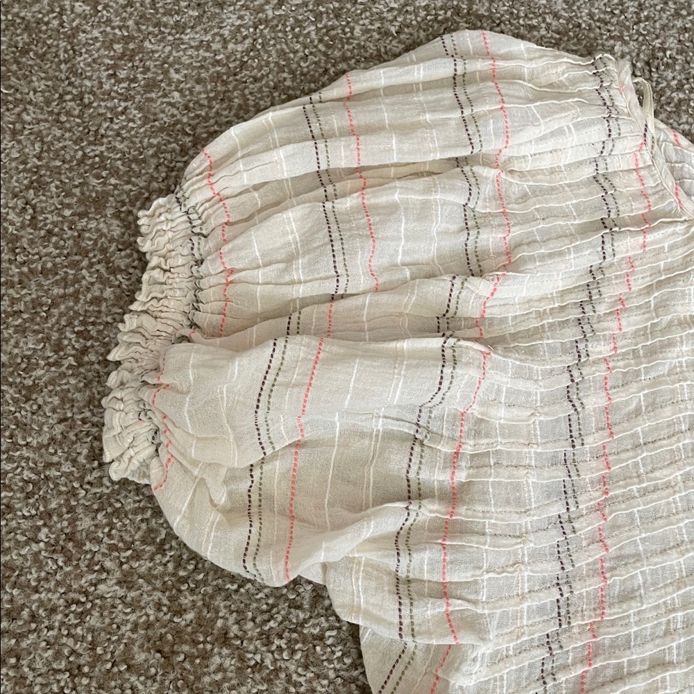 Free People 100% Cotton Striped Puff Short Sleeve Blouse - Picture 3 of 6